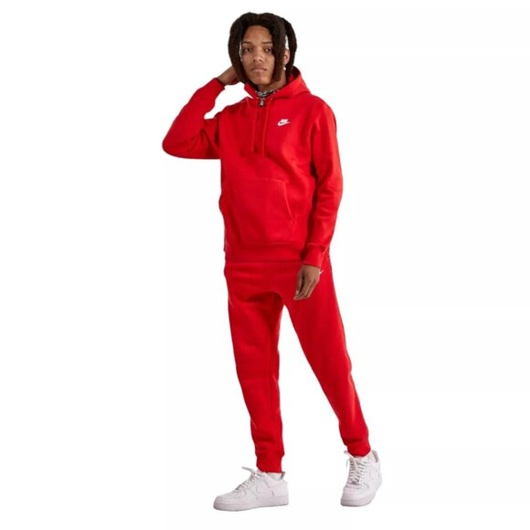 Nike NSW Club Fleece Men's Size XXL Sweatsuit Matching Outfit Hoodie Set Red - Picture 1 of 8